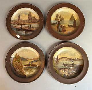 Set of Four Painted Tin Plates