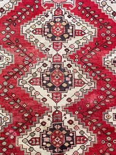 Oriental Rug w Red Background and Multiple Borders