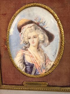 Miniature Portrait of a Woman Signed Rodier