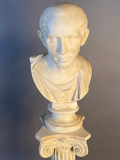 Bust of Man on Pedestal, Plaster
