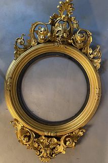 Massive 19th c Round Mirror Frame