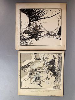 Leland R Gustavson 2 Western Pen & Ink Book Illustrations