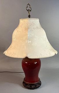 Ceramic Lamp w Ox Blood Glaze Finish