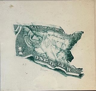 Sasson Artist Proof of a Crumpled Torn Dollar Bill