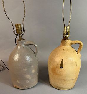 Two Stoneware Jugs Converted to Lamps