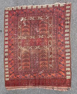 Antique Oriental Carpet Three Centeral Panels