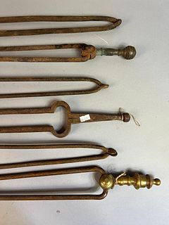 Six Antique Fireplace Ember Tongs