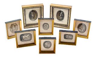 A Collection of Eight Engravings, Largest 7 1/4 x 6 1/2 inches.
