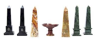 Three Pairs of Stone Obelisks, Height of tallest 10 1/2 inches.