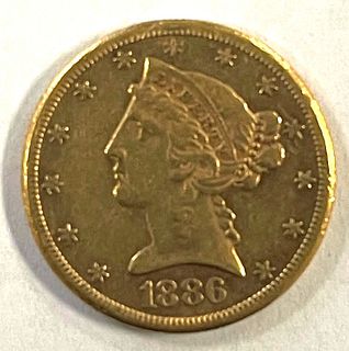 1886-S Five Dollar Gold Liberty XF