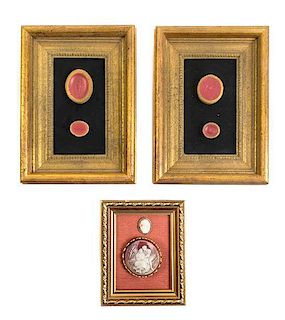 A Set of Four Wax Intaglios, Height of tallest overall 7 1/2 inches.