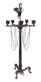 A Neoclassical Style Cast Metal Five-Light Candelabrum, Height 23 inches.