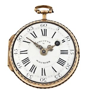 An 18th century skeletonized verge pocket watch by Truitte & Mourier