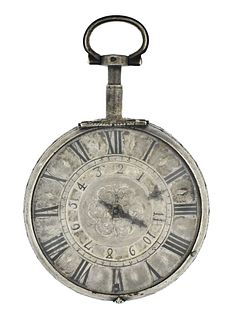 An 18th century silver pocket watch with alarm by Gribelin Paris