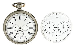 Two 19th century Swiss pocket watch movements including a two train with independent dead seconds