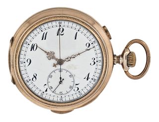 An early 20th century Swiss quarter repeating pocket chronograph