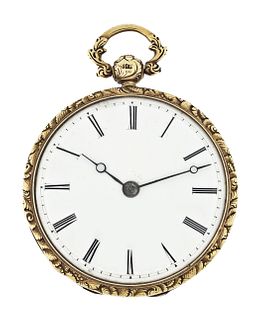A decorative gold English 19th century lever fusee pocket watch by R. Ganthony