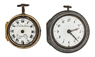 A lot of two 18th century Continental verge fusee pocket watches