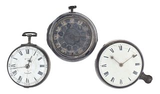 A lot of three 18th and 19th century fusee pocket watches