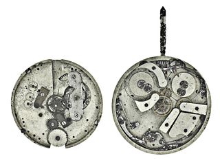 A lot of two interesting Swiss pocket watch movements including a Rubens patent cover wind