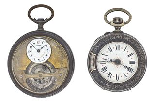 A lot of two interesting Swiss pocket watches including a Mobilis tourbillon