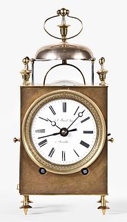 A mid 19th century French Capucine travel clock by Benet Jeune