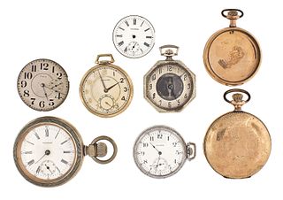 A lot of four American pocket watches one in 14 karat gold
