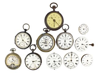 A lot of eleven Swiss and English pocket watches and movements