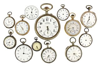 A lot of 15 Swiss pocket watches and one movement