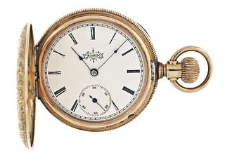 A 6 size Elgin pocket watch with multi color gold hunting case
