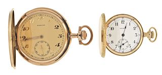 A lot of two 14 karat gold pocket watches Zenith and Waltham