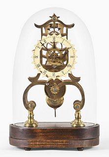 A later 19th century English skeleton clock