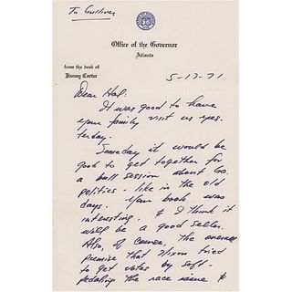 Jimmy Carter Autograph Letter Signed on Nixon and Politics