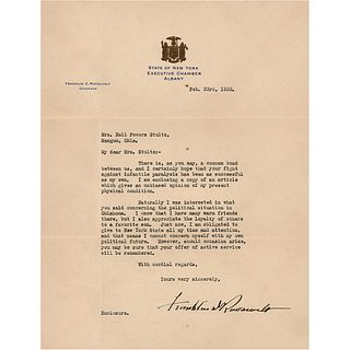 Franklin D. Roosevelt Typed Letter Signed on Polio and His Candidacy
