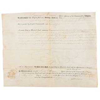 James Monroe Document Signed as Governor