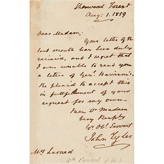 John Tyler Autograph Letter Signed on Presidential Autographs