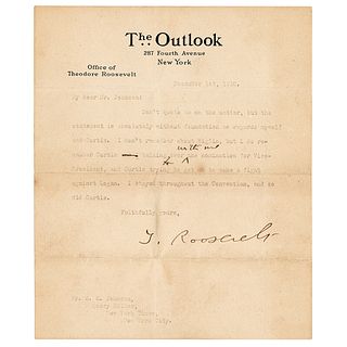 Theodore Roosevelt Typed Letter Signed on VP Nomination