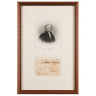 John Adams Signed Free Frank to J. Q. Adams