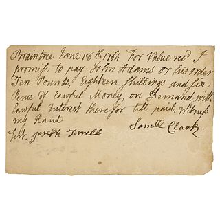 John Adams Autograph Document Signed (1764)