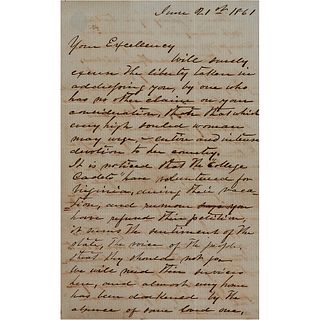 Confederate Mother Handwritten Letter to Gov. Francis W. Pickens