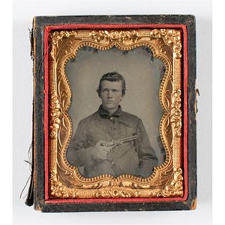 Confederate Soldier with Gun Tintype