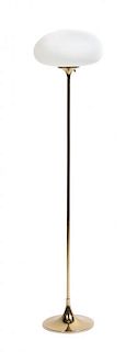 A Laurel Brass and Glass Floor Lamp, Height 56 1/2 inches.