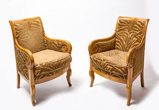 Pair of Antique Bergere Upholstered Chairs