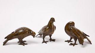 Three Bronze Pigeons