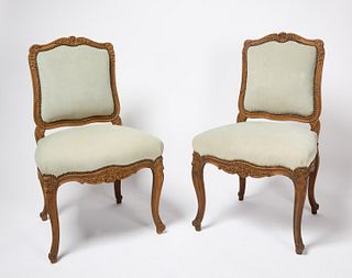 Set of Chairs with Blue Upholstery
