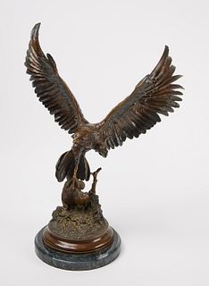 Jules Moigniez - Bronze Hawk Sculpture