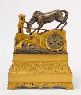 Gilded Bronze Clock with Horse