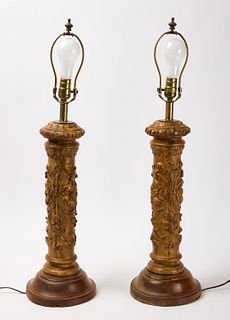 Four Carved Lamps