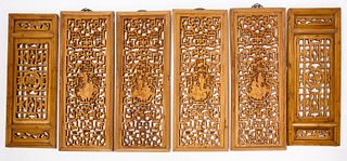 Six Chinese Carved Panels