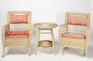 Two Wicker Chairs and Table